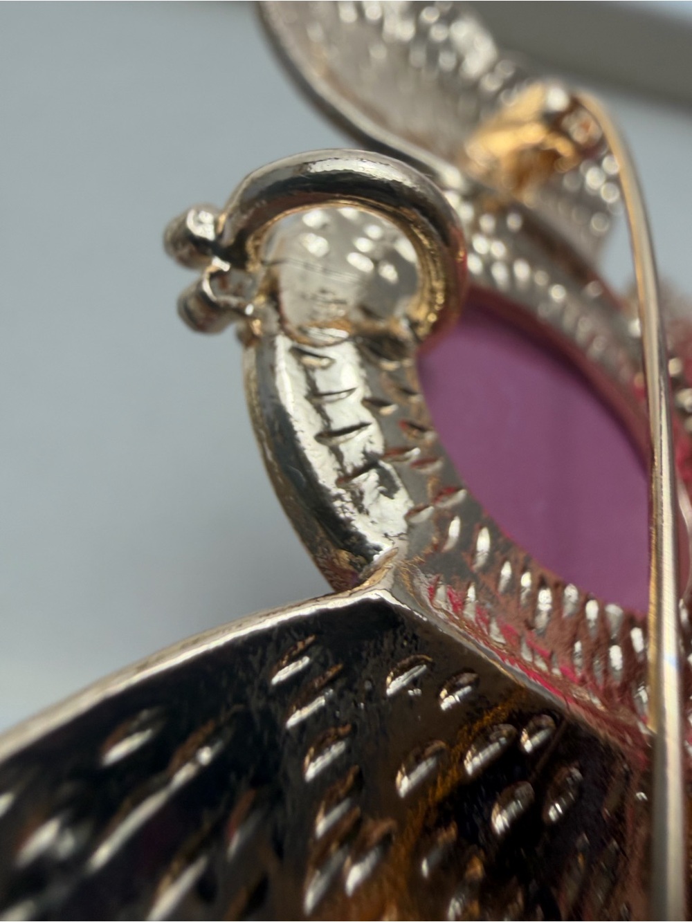 Purple Butterfly Cameo Brooch with Crystal Accents - Picture 5 of 5
